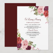 Aankondiging van de Burgundy Floral Memorial Servi (Voorkant / Achterkant)