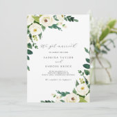 Aankondiging van de Elegant White Floral Elopement (Staand voorkant)