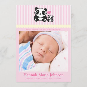 Aankondiging van de geboorte Panda - Roze