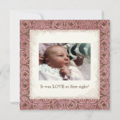 Aankondiging van de geboorte - Roze bruine Damask (Achterkant)