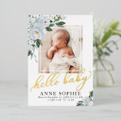 Aankondiging van de geboorte van Blue Floral & bed (Staand Voorkant)