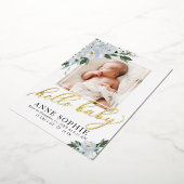 Aankondiging van de geboorte van Blue Floral & bed (Gedraaid)