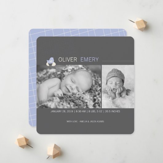 Aankondiging van de geboorte van een gebroken eier (Voorkant / Achterkant in situ)