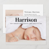 Aankondiging van de geboorte van een moderne baby (Voorkant / Achterkant)