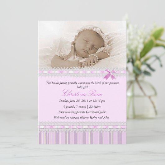 Aankondiging van de geboorte van Elegant - Roze (Staand voorkant)