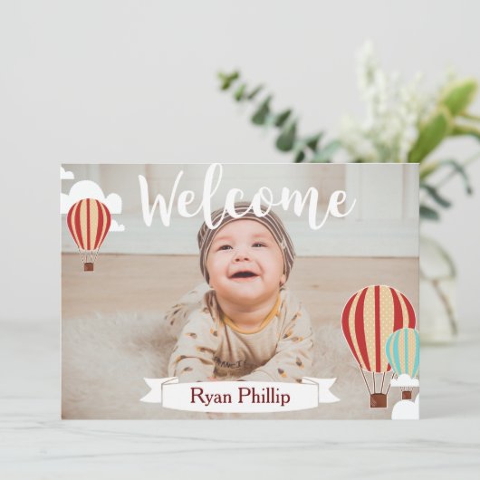 Aankondiging van de geboorte van het heetluchtball (Staand voorkant)