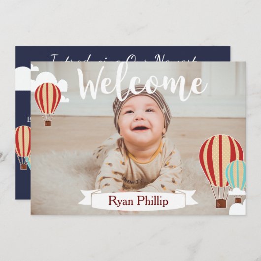 Aankondiging van de geboorte van het heetluchtball (Voorkant / Achterkant)