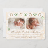 Aankondiging van de geboorte van Monogram Shamrock (Achterkant)