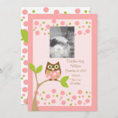 Aankondiging van de geboorte van Roze Owl.. (Voorkant / Achterkant)