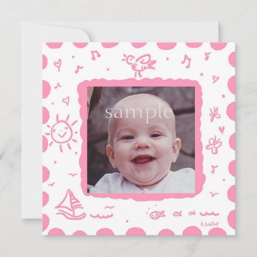 Aankondiging van de geboorte van roze zongvogels (Voorkant)