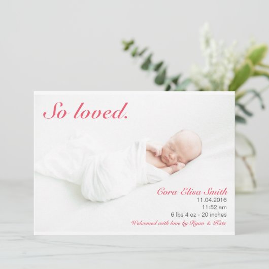 Aankondiging van de Geboorte Zo Geliefd (Staand voorkant)