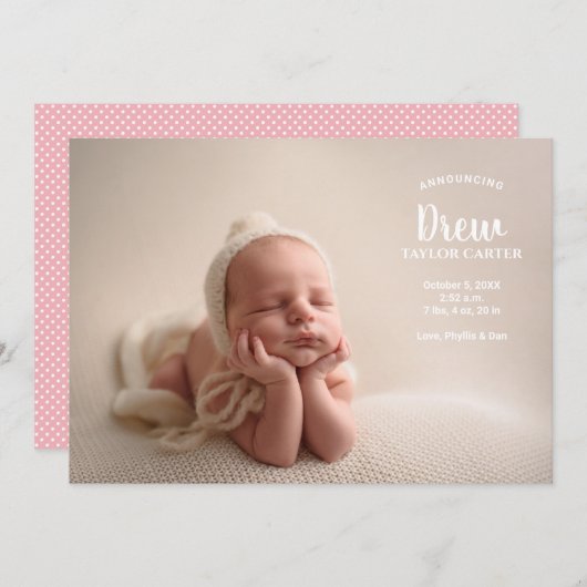 Aankondiging van de geboortedatum van onze baby Gi (Voorkant / Achterkant)