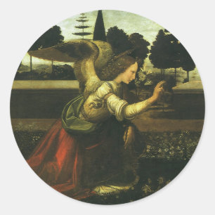 Aankondiging van de Heer van Leonardo da Vinci Ronde Sticker