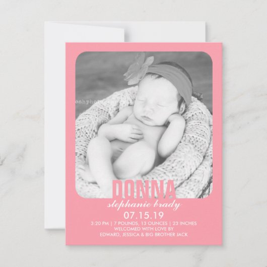 Aankondiging van de New Baby Girl Photo Flat (Voorkant)