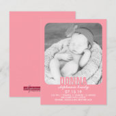 Aankondiging van de New Baby Girl Photo Flat (Voorkant / Achterkant)