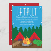 Aankondiging van de partij van Birthday in Camping (Voorkant / Achterkant)