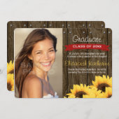 Aankondiging van de rode zonnebloem-Afstuderen (Voorkant / Achterkant)