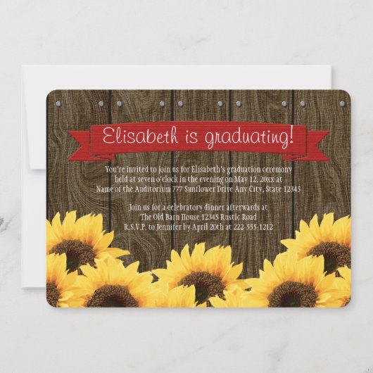 Aankondiging van de rode zonnebloem-Afstuderen (Achterkant)