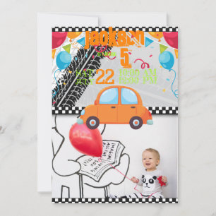 Aankondiging van de verjaardag met auto's en spore