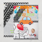 Aankondiging van de verjaardag met auto's en spore (Voorkant / Achterkant)