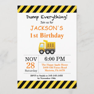 Aankondiging van een "Birthday Dump Truck"-project