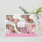 Aankondiging van een meisje voor baby's/bedankt ka (Staand voorkant)