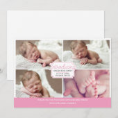 Aankondiging van een meisje voor baby's/bedankt ka (Voorkant / Achterkant)