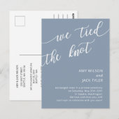 Aankondiging van een modern Rustic Dusty Blue Wedd Briefkaart (Voorkant / Achterkant)