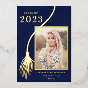 Aankondiging van Elegant Gold Foil Tassel Afstuder