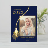 Aankondiging van Elegant Gold Foil Tassel Afstuder (Staand Voorkant)