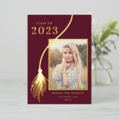 Aankondiging van Elegant Gold Foil Tassel Afstuder (Staand Voorkant)