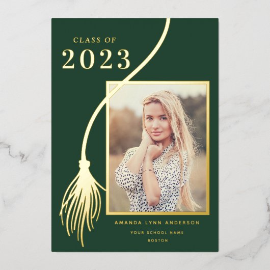 Aankondiging van Elegant Gold Foil Tassel Afstuder (Voorkant)