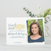 Aankondiging van Elegant Gold Peacock Afstuderen (Staand voorkant)