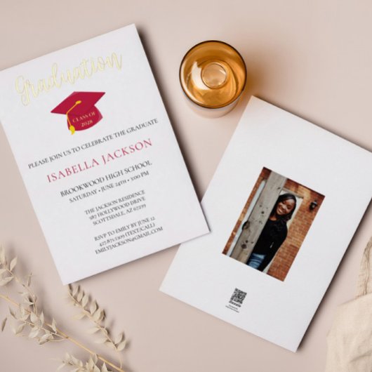Aankondiging van Elegant Script Gold Foil-Afstuder
