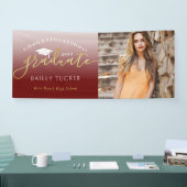 Aankondiging van Elegant Script Gold Red Afstudere Spandoek (Beurs)