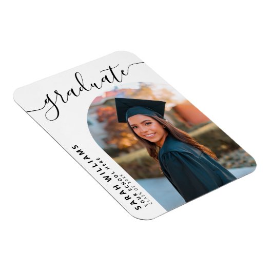 Aankondiging van Elegant Script Modern Afstuderen Magneet (Rechterzijde)
