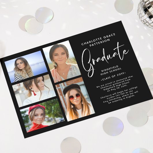 Aankondiging van Elegant Script Multi Photo Afstud