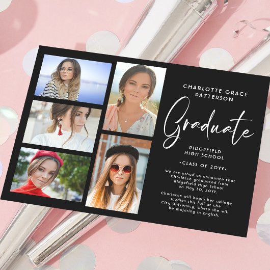 Aankondiging van Elegant Script Multi Photo Afstud