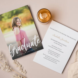 Aankondiging van Elegant Script Photo Afstuderen