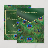 Aankondiging van Emerald Green Peacock Wedding (Voorkant / Achterkant)