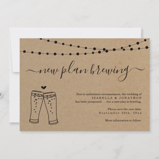 Aankondiging van Funny Beer Wedding-uitstel (Voorkant)