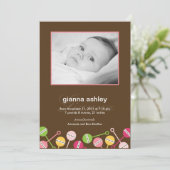 Aankondiging van geboorte baby-meisje met moderne  (Staand voorkant)