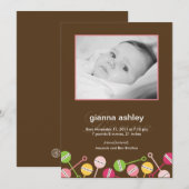 Aankondiging van geboorte baby-meisje met moderne  (Voorkant / Achterkant)