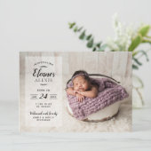 Aankondiging van geboorte baby-meisje met moderne  (Staand voorkant)