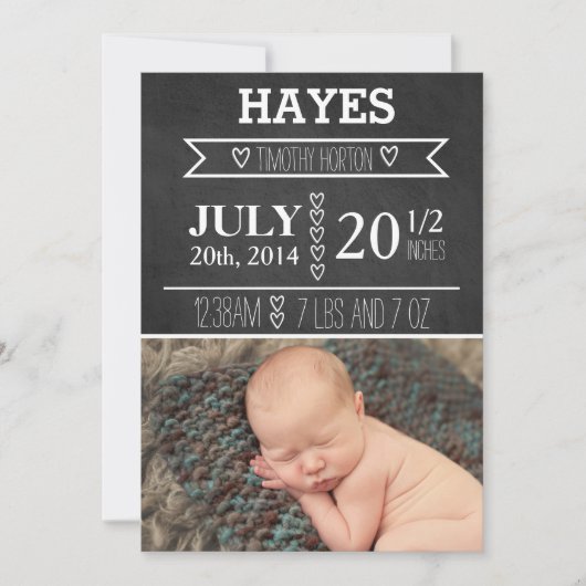  aankondiging van geboorte van Chalkboard (Voorkant)