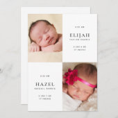 Aankondiging van geboorte van een nieuwe tweelingf (Voorkant / Achterkant)