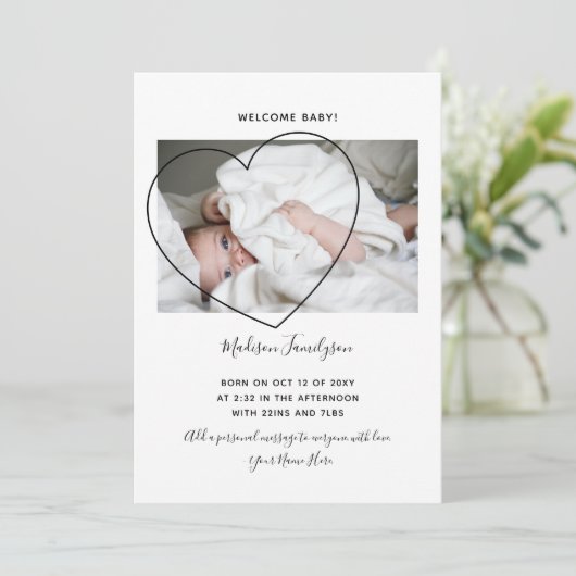 Aankondiging van geboorte van moderne pasgeboren f (Staand voorkant)