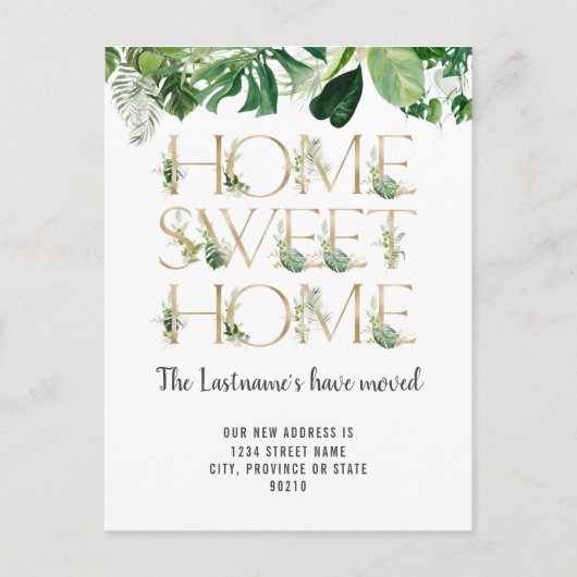 Aankondiging van Green Foilage Moving Briefkaart (Voorkant)