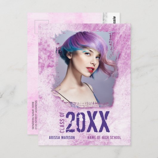 Aankondiging van het Afstudeerder van de Roze Foto Briefkaart (Voorkant / Achterkant)