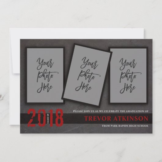 Aankondiging van het Afstuderen Black & Red Photo (Voorkant)